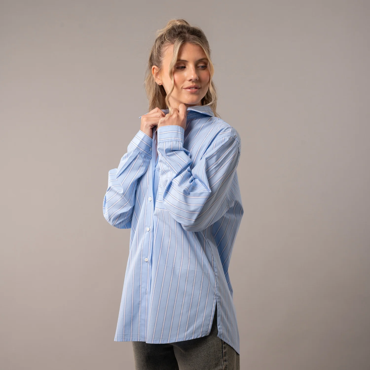 Camisa Ml Mykonos Stripe Oversize Glacier Lake - Image 6