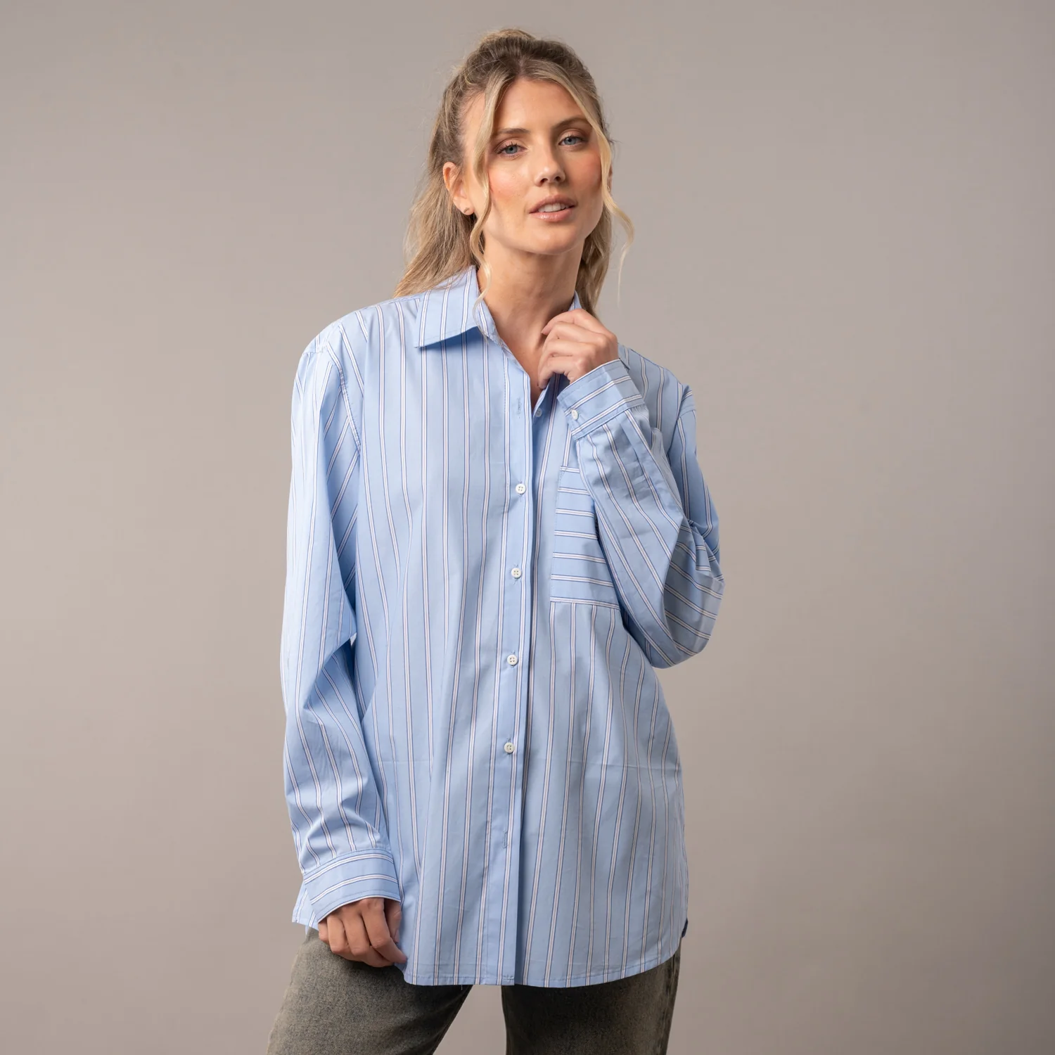 Camisa Ml Mykonos Stripe Oversize Glacier Lake - Image 7