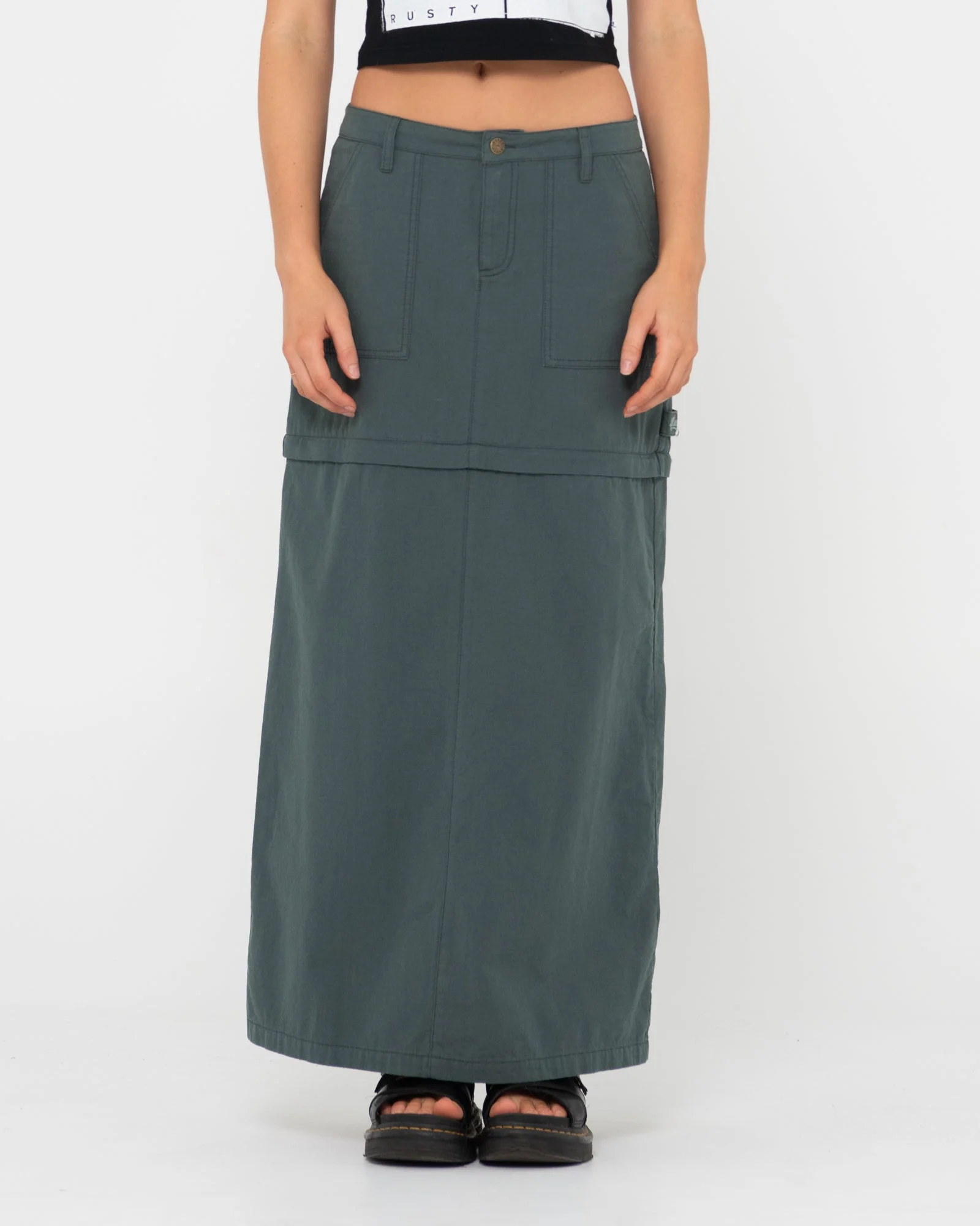 Pollera Billie Low Rise Ripstop Zip Skirt Army - Image 8