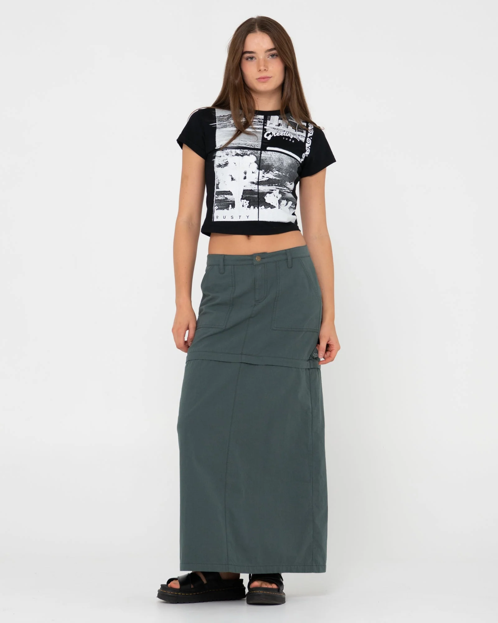 Pollera Billie Low Rise Ripstop Zip Skirt Army - Image 9